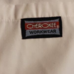 CHEROKEE SCRUB PANTS, LARGE, WHITE, EXCELLENT CONDITION, INK SPOT, DRAWSTRING